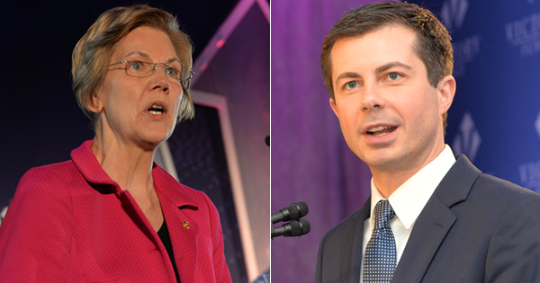 Elizabeth_Warren_and_Pete_Buttigieg_split_social_media_c_Washington_Blade_by_Michael_Key