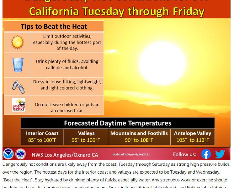 Extreme Heat Warning: High temperatures forecast for Southern California