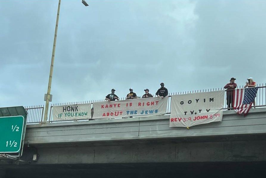 Antisemites hang banner over LA freeway declaring Kanye 'right about the Jews