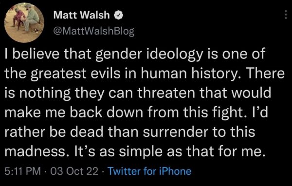 Anty-trans-prawicowy ekspert Matt Walsh mówi, że afirmacja płci jest zła