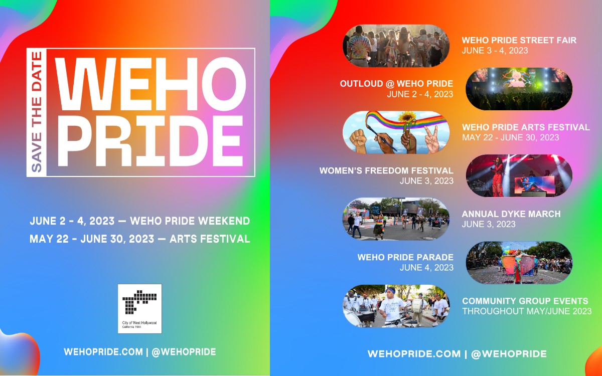 Save the date WeHo Pride 2023