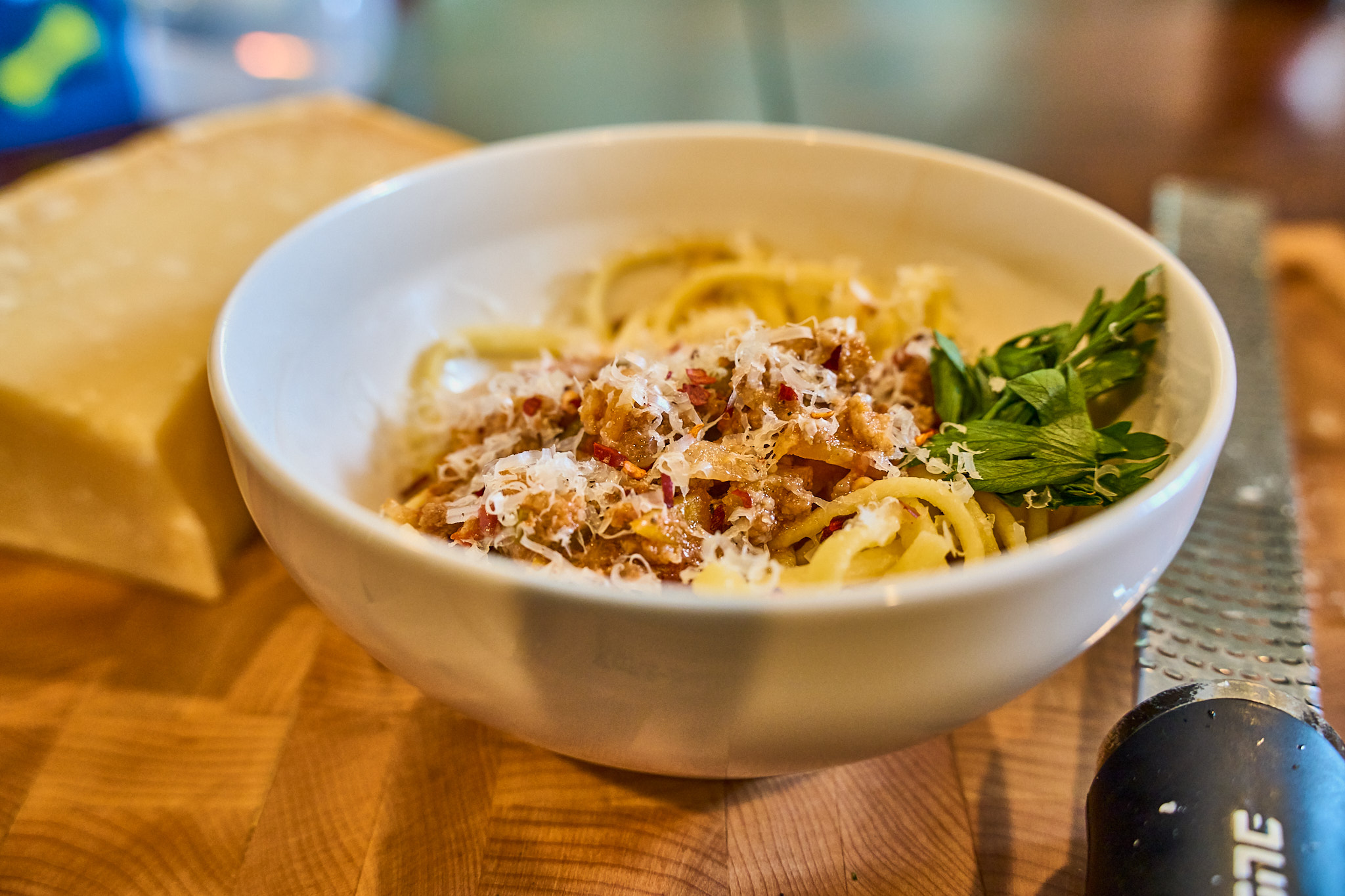 Kanes Cuisine Homemade pasta and Marcella Hazans Bolognese image photo