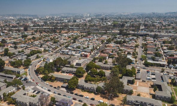 Aerial View of a Neighborhood in Los Angeles California
