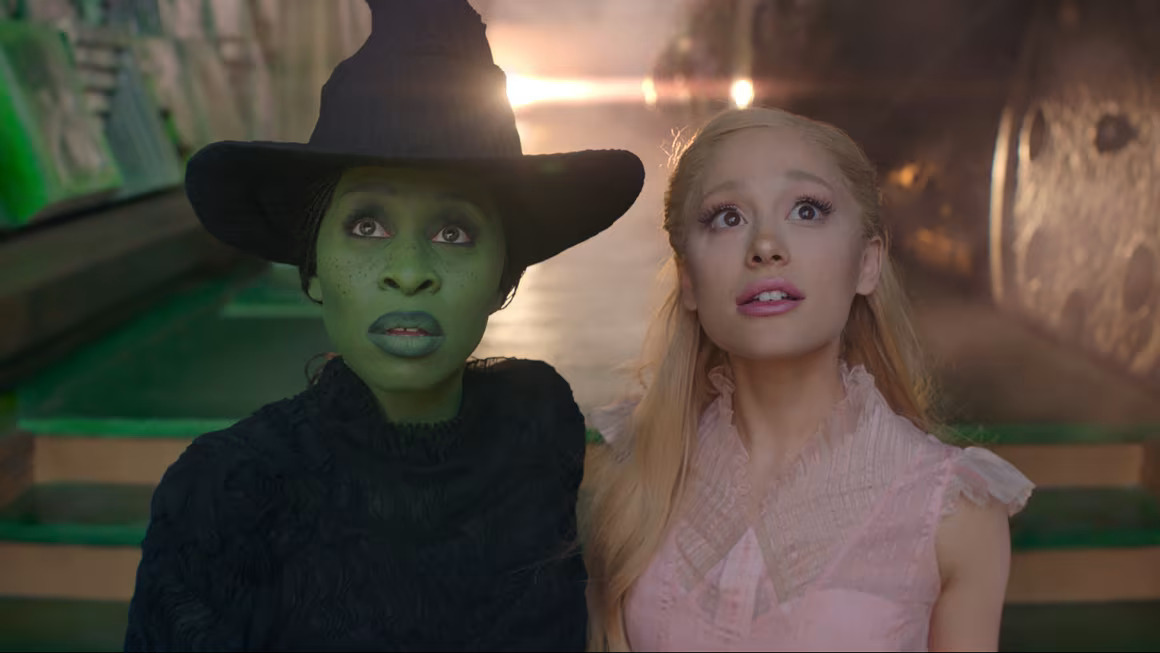Cynthia Erivo is Elphaba and Ariana Grande is Glinda in "Wicked." Universal Pictures