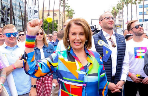 Nancy Pelosi marching