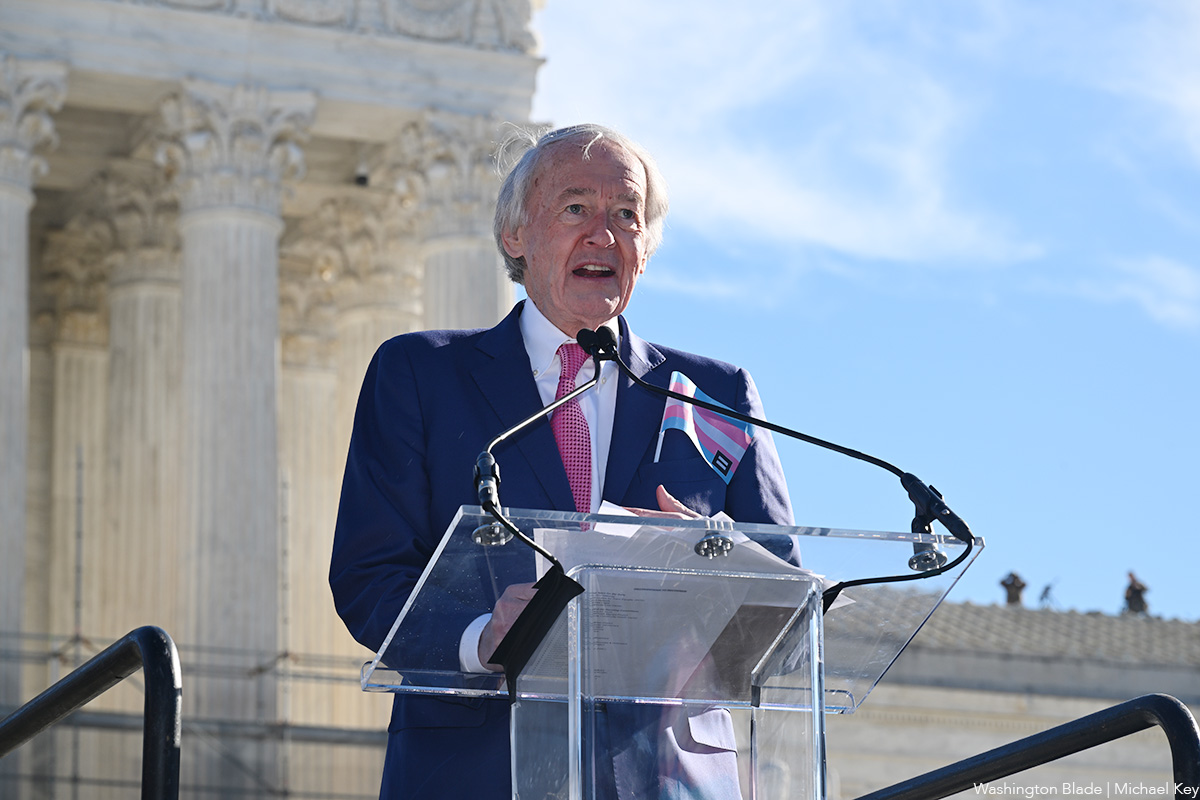 20260113_Ed_Markey_outside_US_Supreme_Court_building_following_oral_arguments_insert_(c)_Washington_Blade_by_Michael_Key