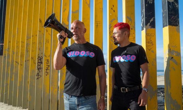 Alex Garner and Axel Bautista at MPact Global Action’s Besoton Sidoso Internacional _ International HIV Kiss-In