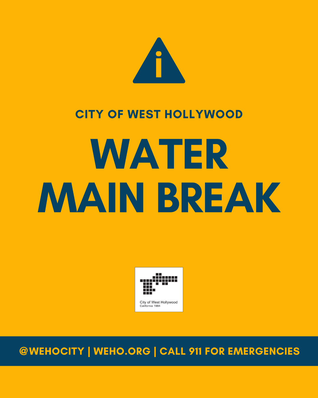 Weho City water main break