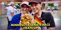 Rep. Angie Craig with wife Cheryl Greene at Twin Cities Pride; June 29, 2026 (Photo via Angie Craig for Minnesota)