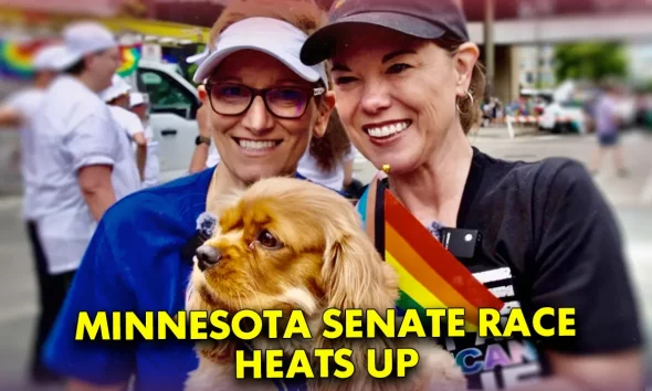 Rep. Angie Craig with wife Cheryl Greene at Twin Cities Pride; June 29, 2026 (Photo via Angie Craig for Minnesota)